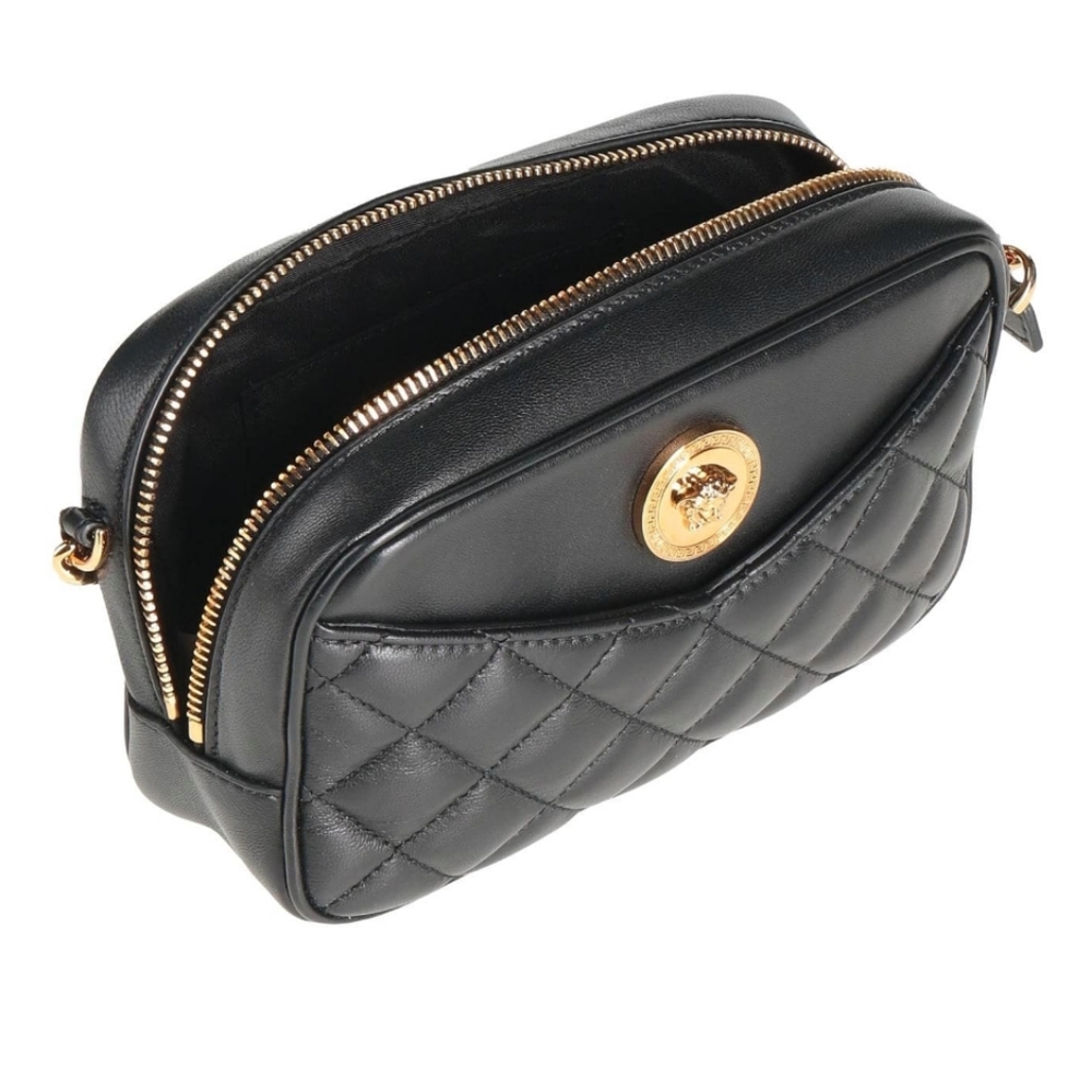 Versace Medusa Quilted Crossbody Camera Bag Black - Picture 1 of 15